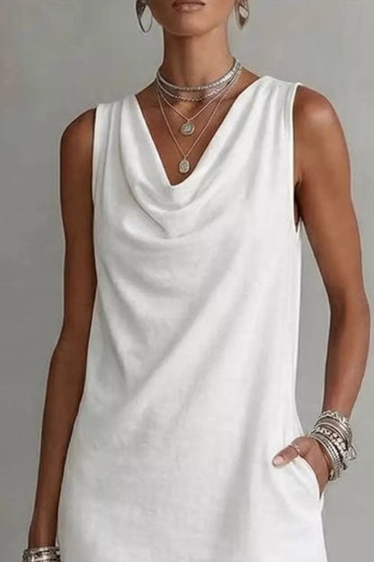 Sleeveless Cowl Neck Mini Dress