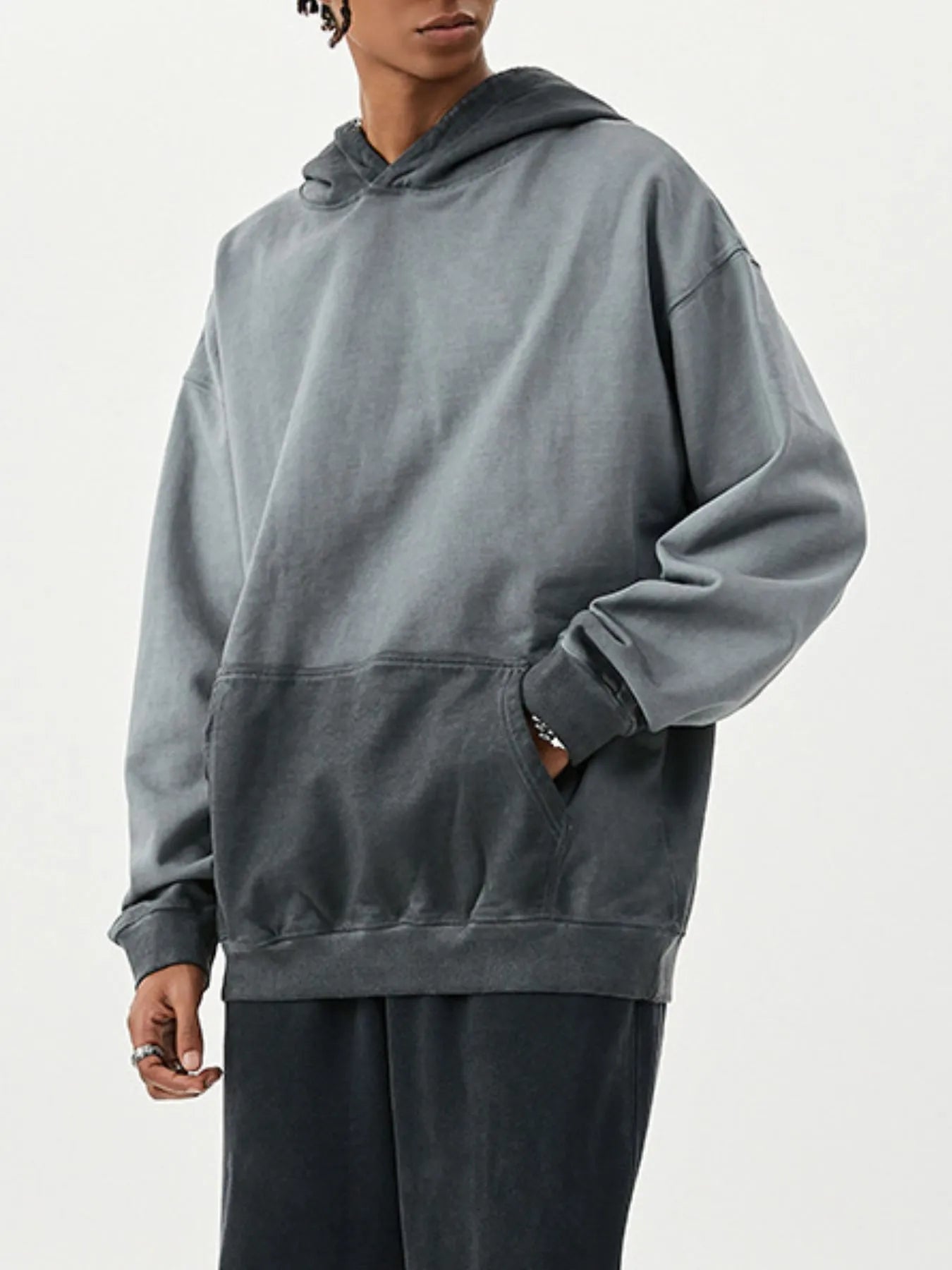 Men's Drop Shoulder Long Sleeve Hoodie