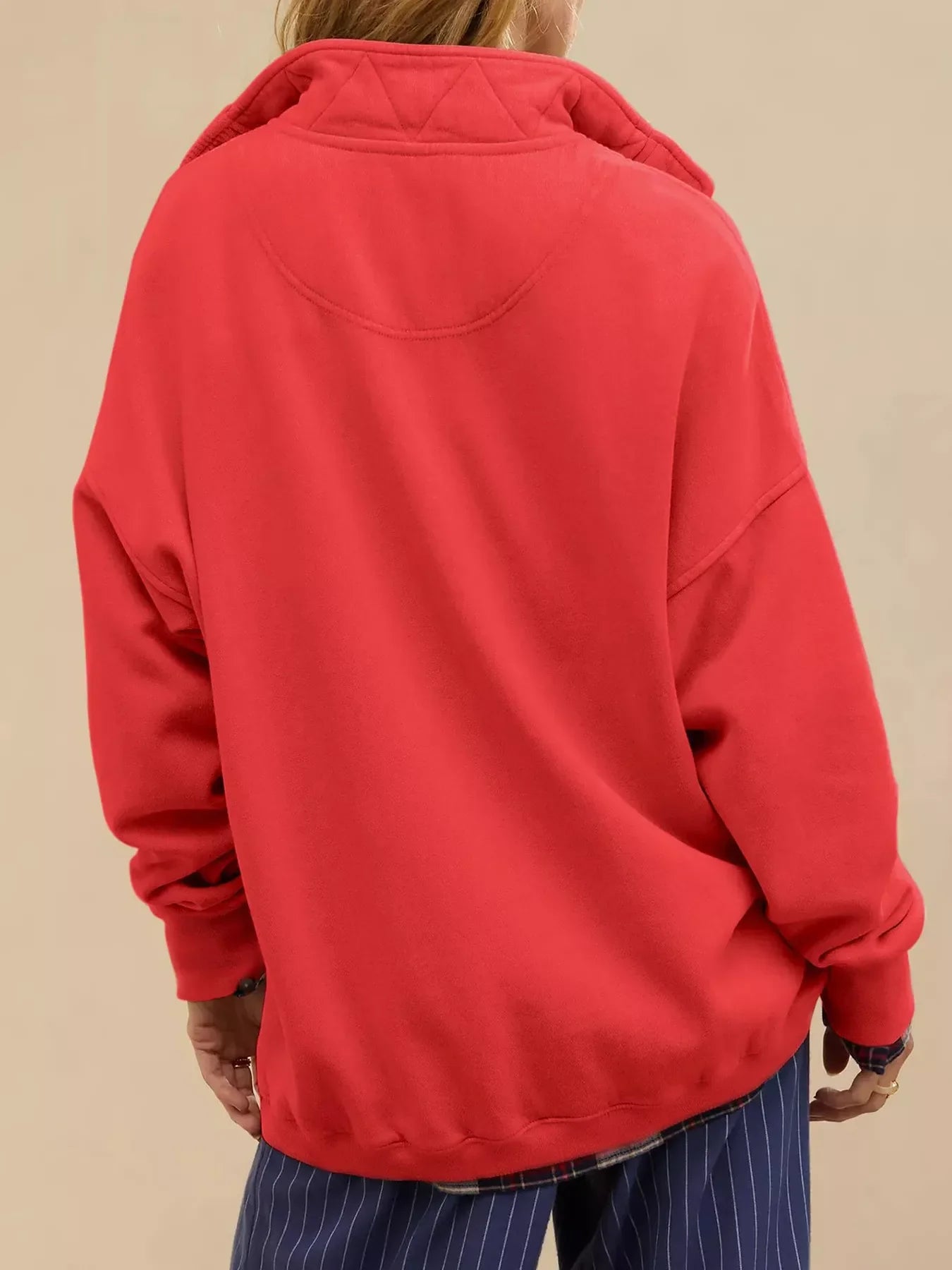 Half Snap Dropped Shoulder Sweatshirt