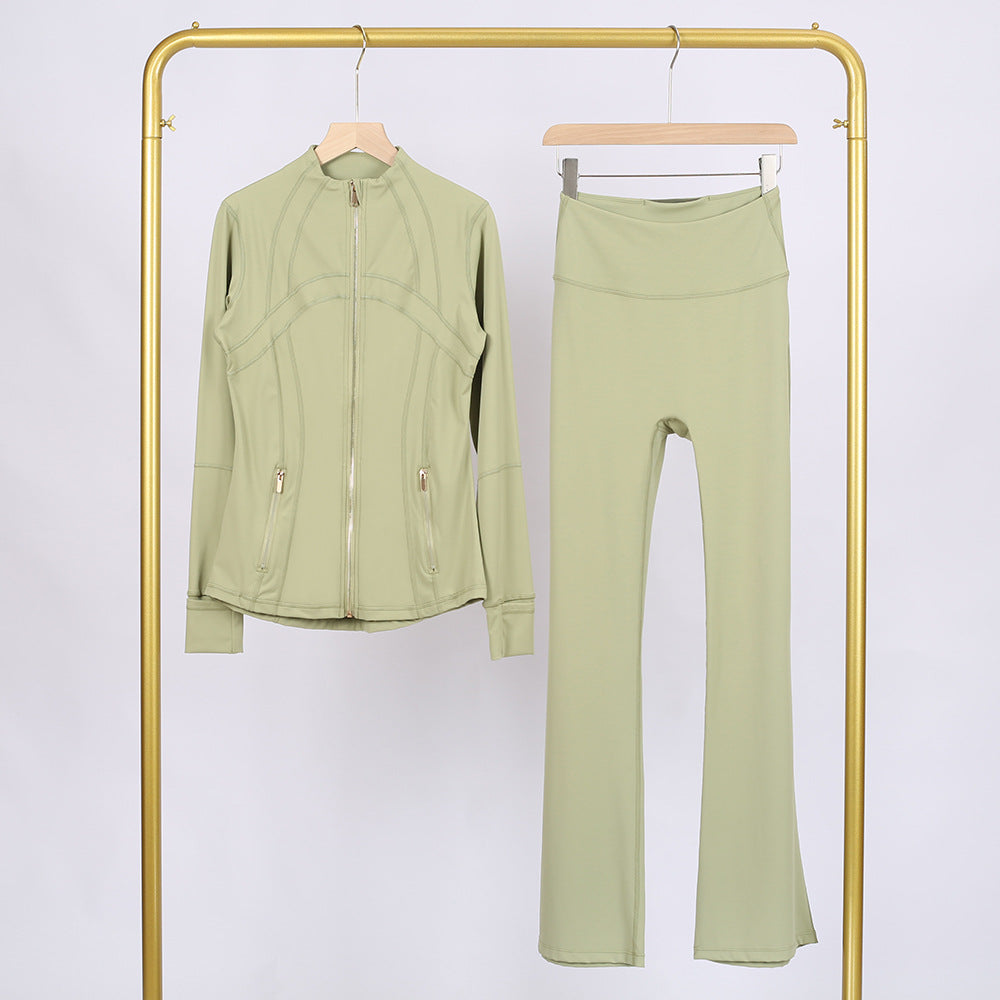 Golden zipper Slim fit yoga pants set