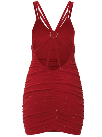 Glitter Spaghetti Straps Mini Dress