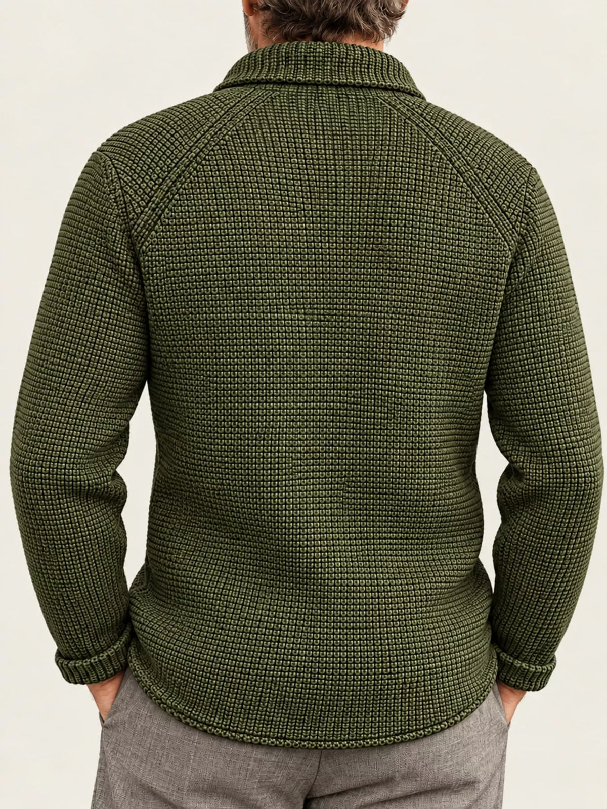 Men's Slim-Fit Knit Stand-Collar Cardigan with Pockets