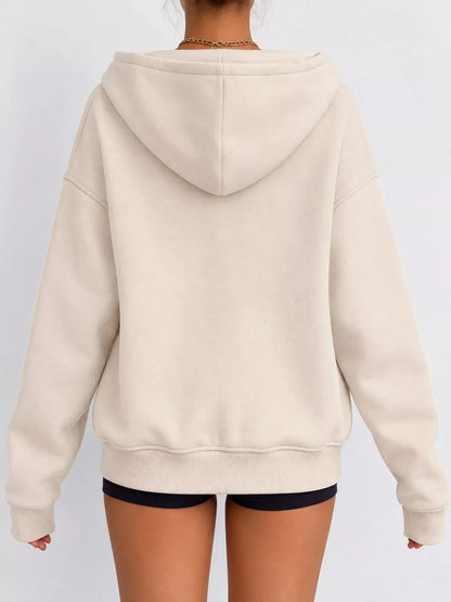 Curvy Women's Oversized Zip-Up Hoodie with Pockets