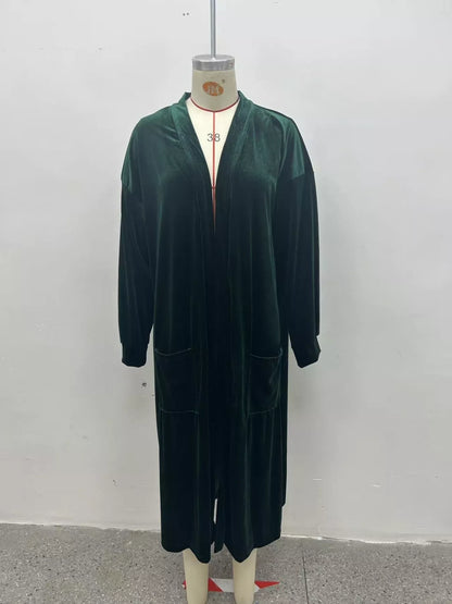 Plus size velvet longline cardigan, view 8