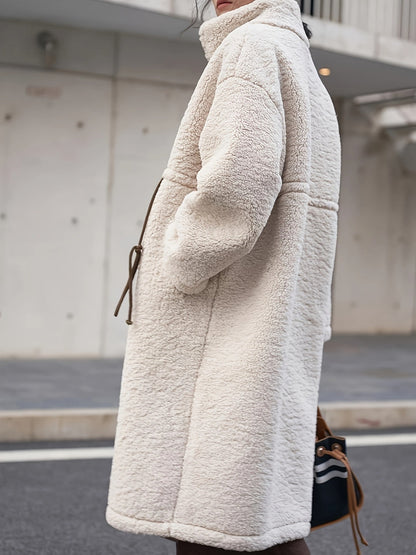 Plus Size Turtleneck Sherpa Coat
