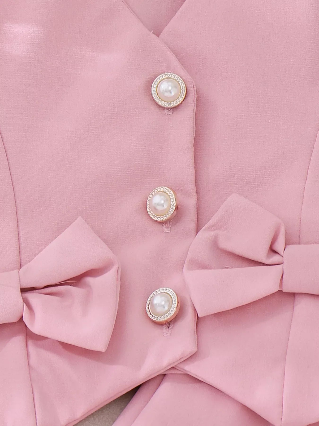 Children's Bow Button Up Vest and Skirt Set