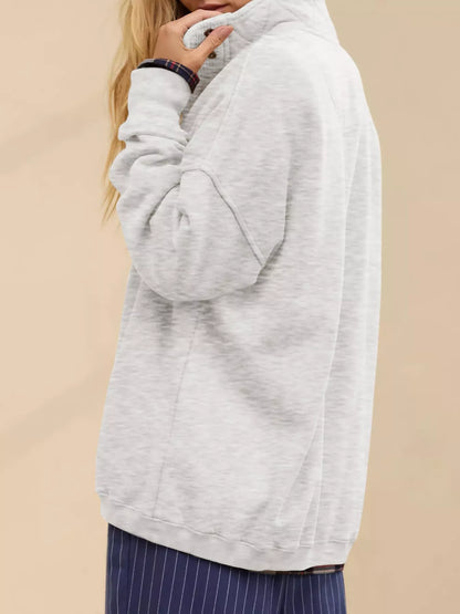 Half Snap Dropped Shoulder Sweatshirt