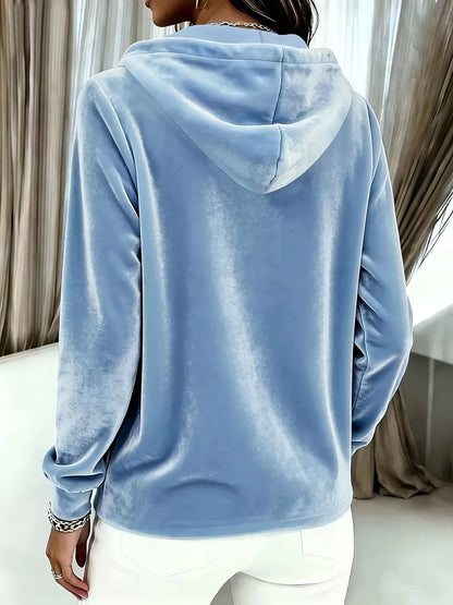 Full Size Drawstring Button Detail Hoodie Plus Size