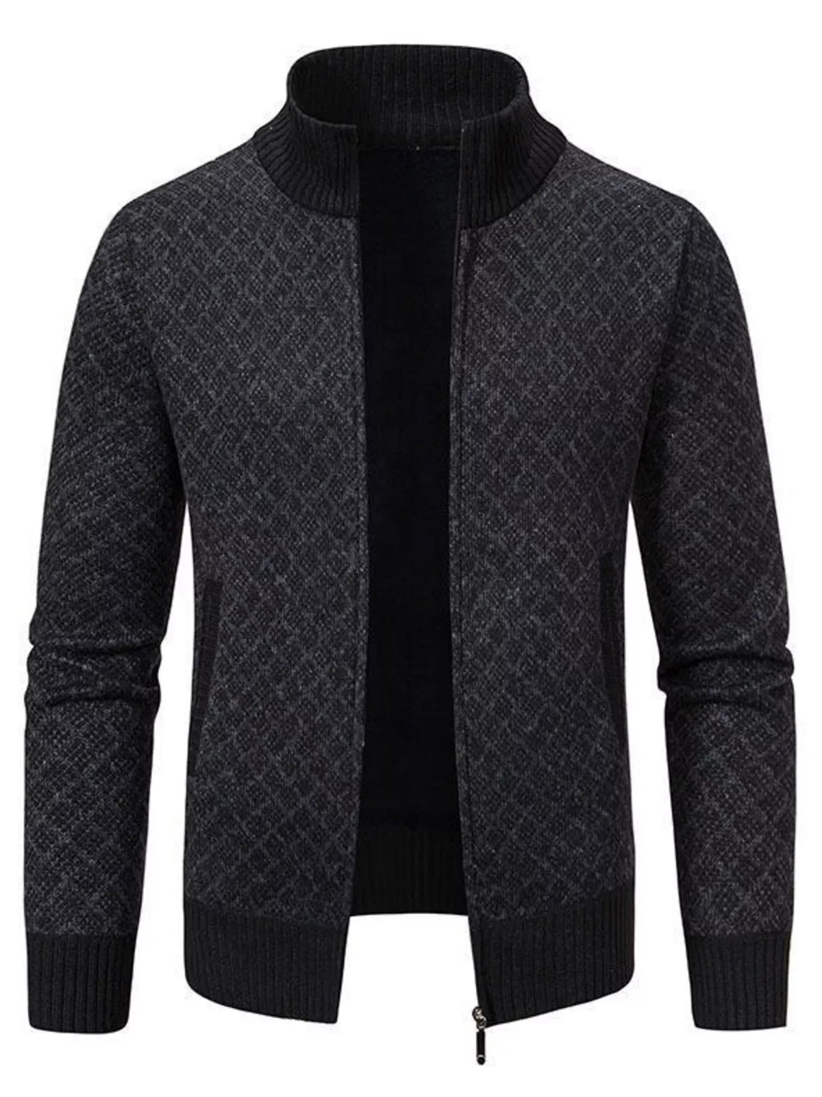 Men's Plus Size Geometric Patterned Full-Zip Cardigan