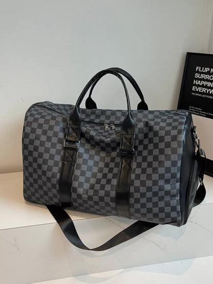 Checkered Pattern Travel Bag