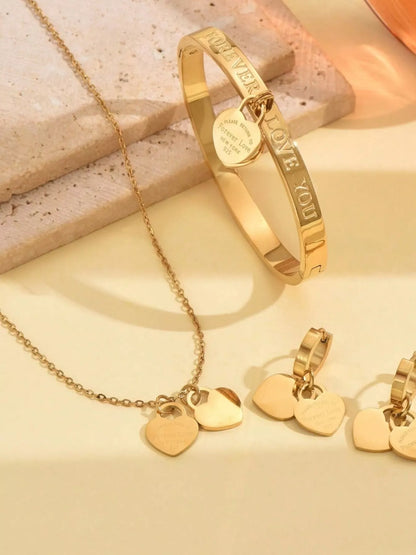 18K Gold-Plated Heart Jewelry Set