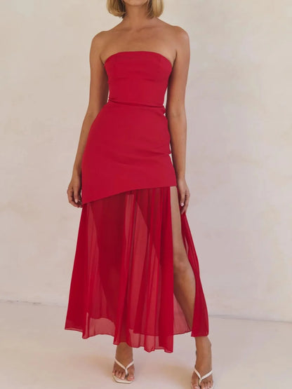 Layered Slit Tube Maxi Dress