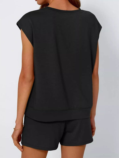 Casual Solid Color T-Shirt and Shorts Set