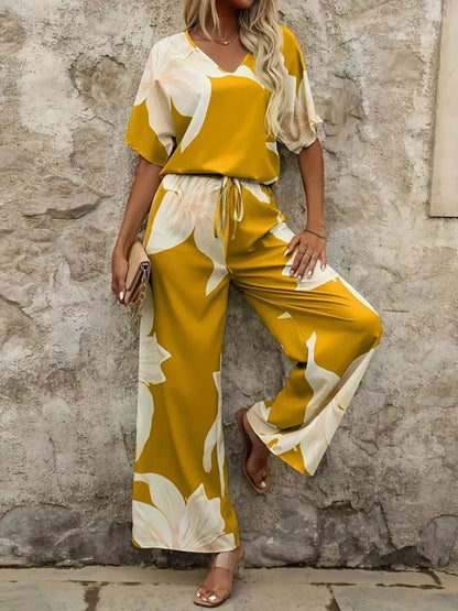 Printed Classy Wide Leg Pants Set
