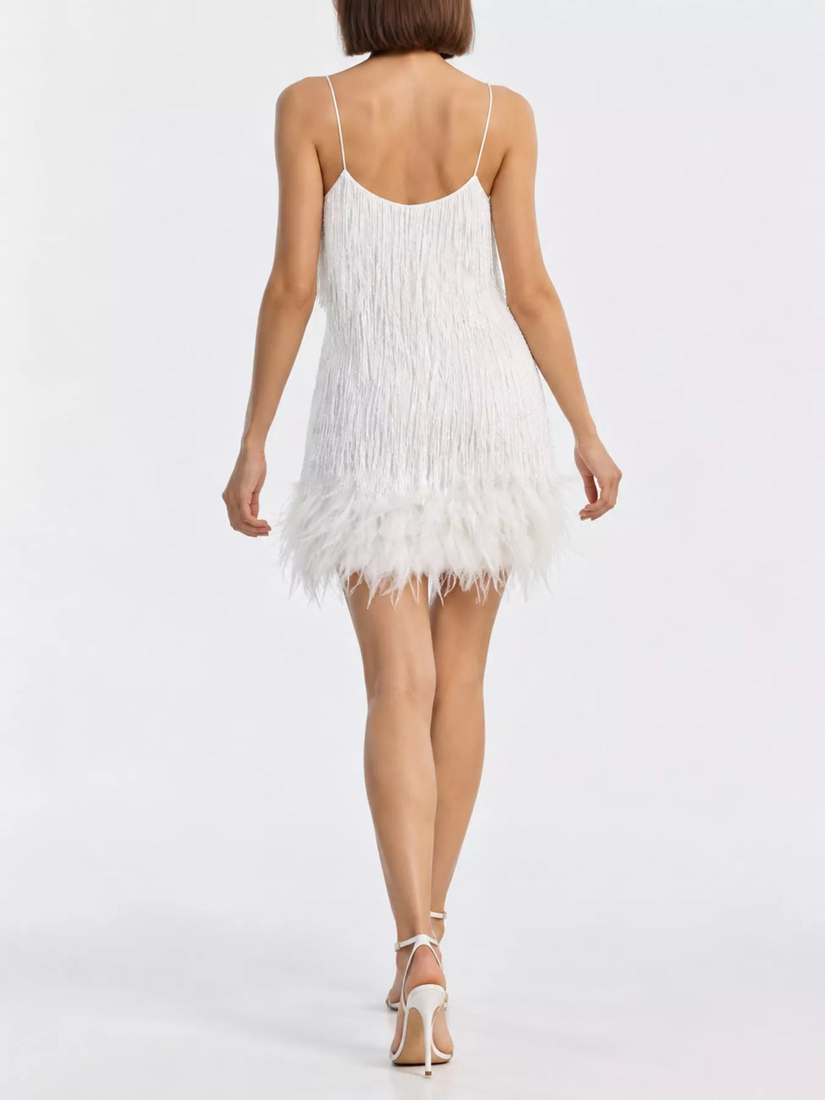 Feather fringe sequin dress, view 6