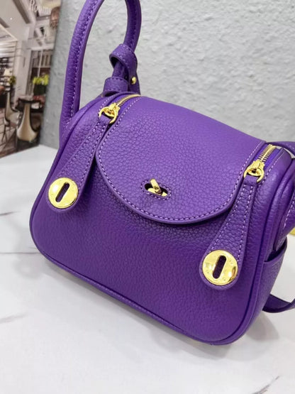Gold-Tone Hardware Leather Crossbody Bag