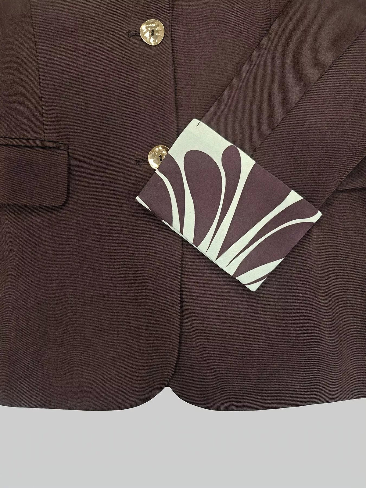 Lapel Collar Blazer and Wide Leg Pants Set