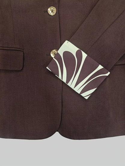 Lapel Collar Blazer and Wide Leg Pants Set