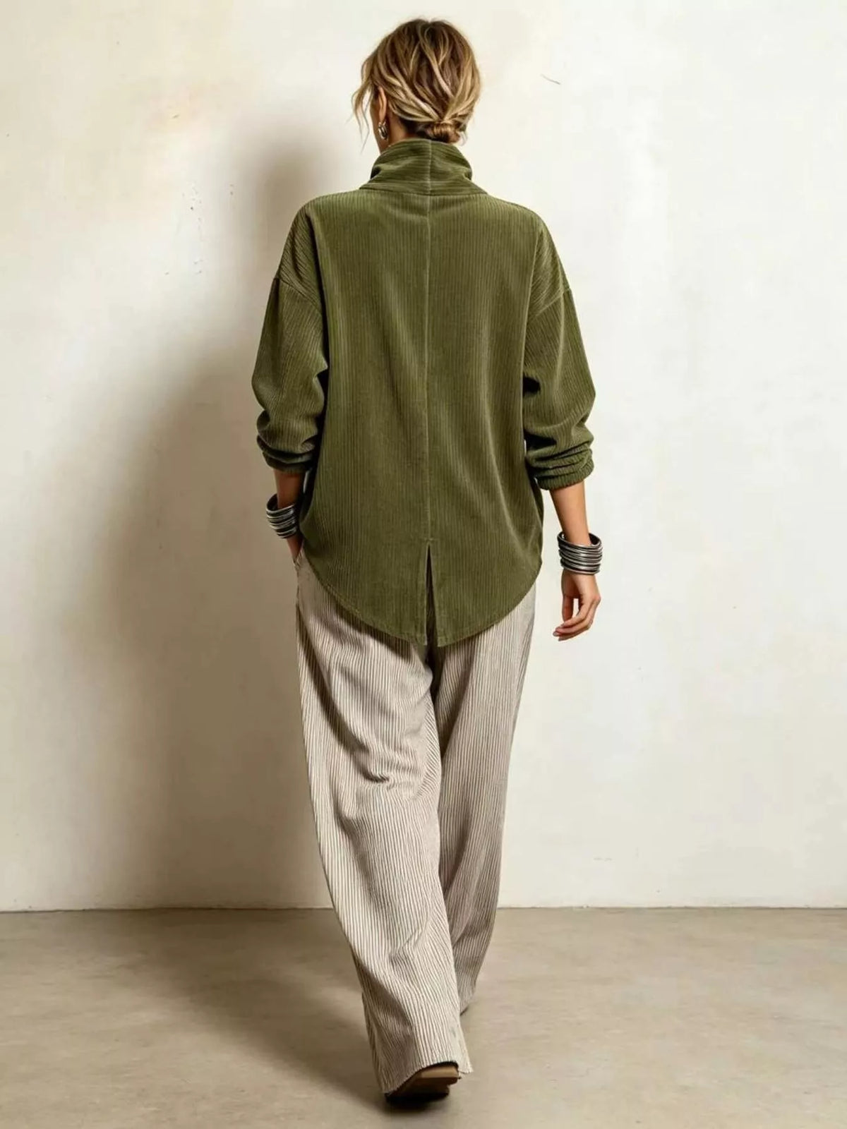 Plus size asymmetric corduroy jacket, view 4