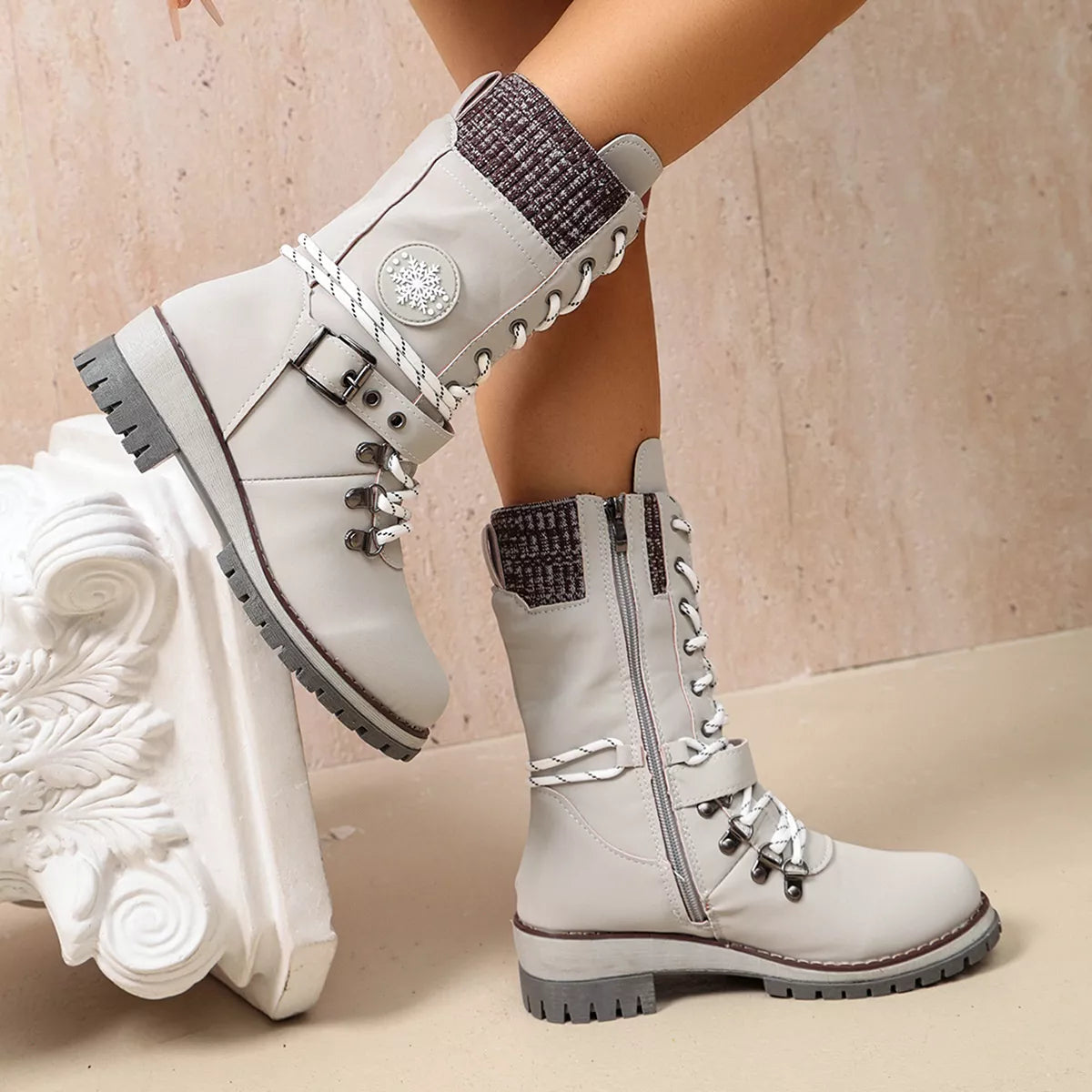 Round Toe Lace Up Boots