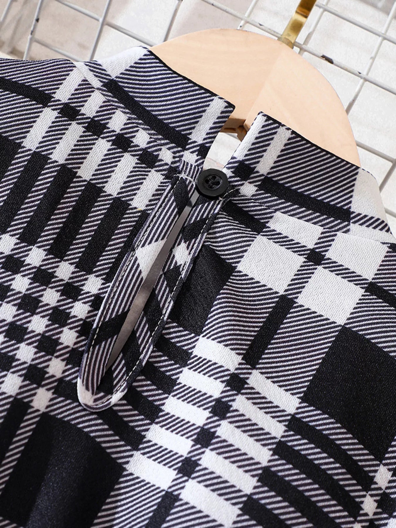 Children's Plaid Print Long Sleeve Dress