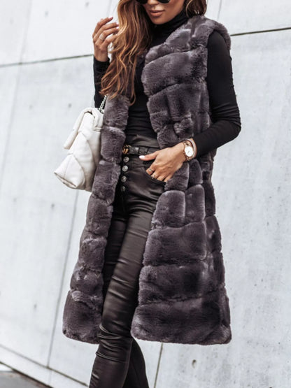 Faux Fur Longline Vest Coat