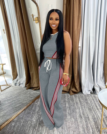 Wide Leg Two-Piece Pants Set