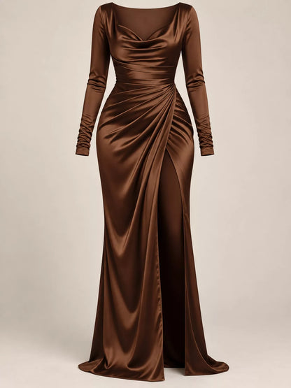 Cowl neck slit maxi dress, view 20