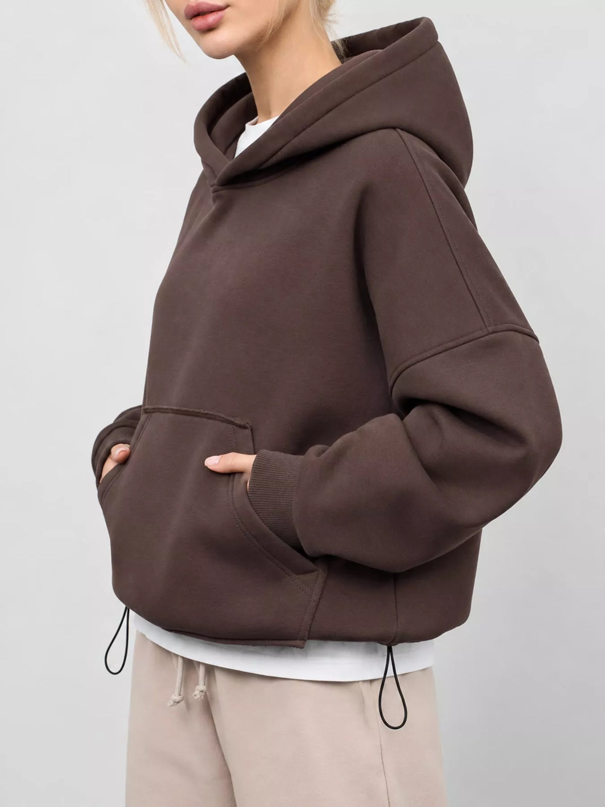 Plus size kangaroo pocket hoodie, view 5
