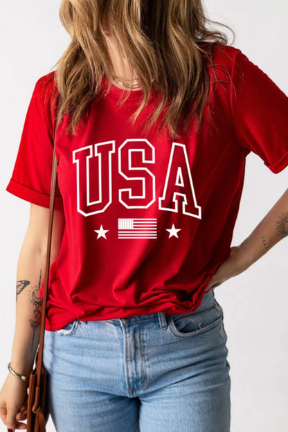 USA American Flag Crewneck T Shirt