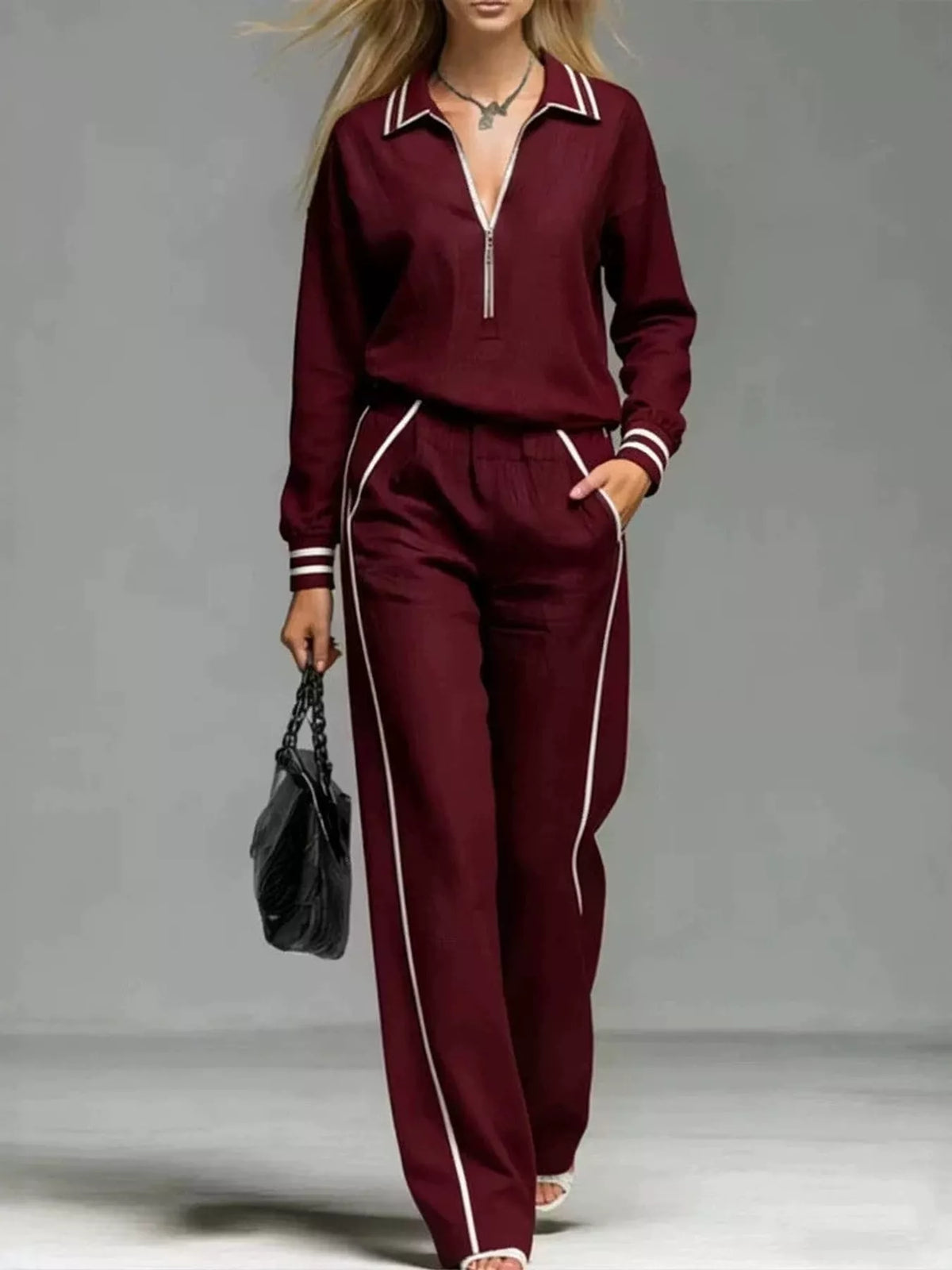 Striped half-zip set, view 11
