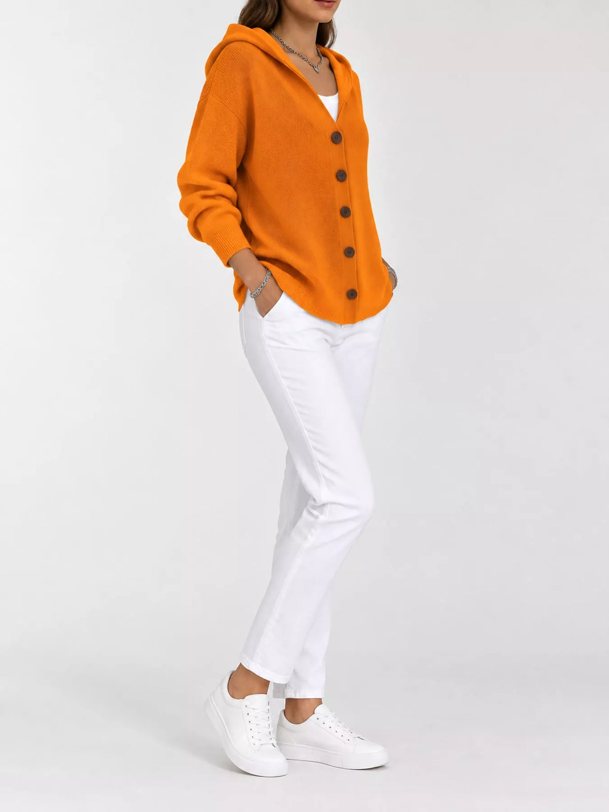 Plus Size Hooded Knit Cardigan, 12 Colors up to 5XL