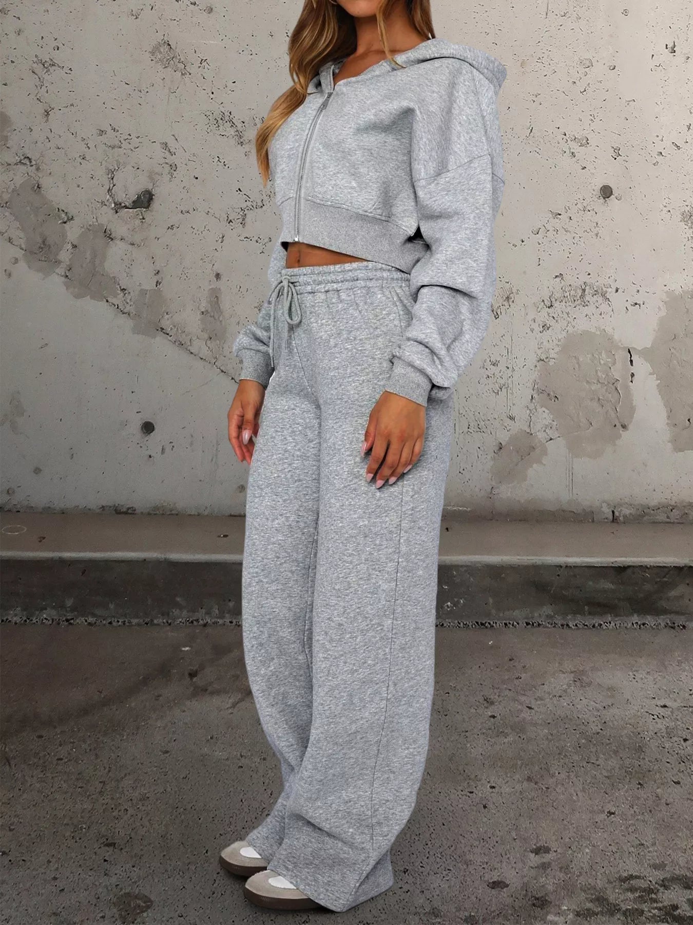 Zip Up Hoodie and Drawstring Pants Set