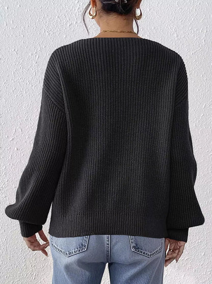 Lace Heart Dropped Shoulder Sweater
