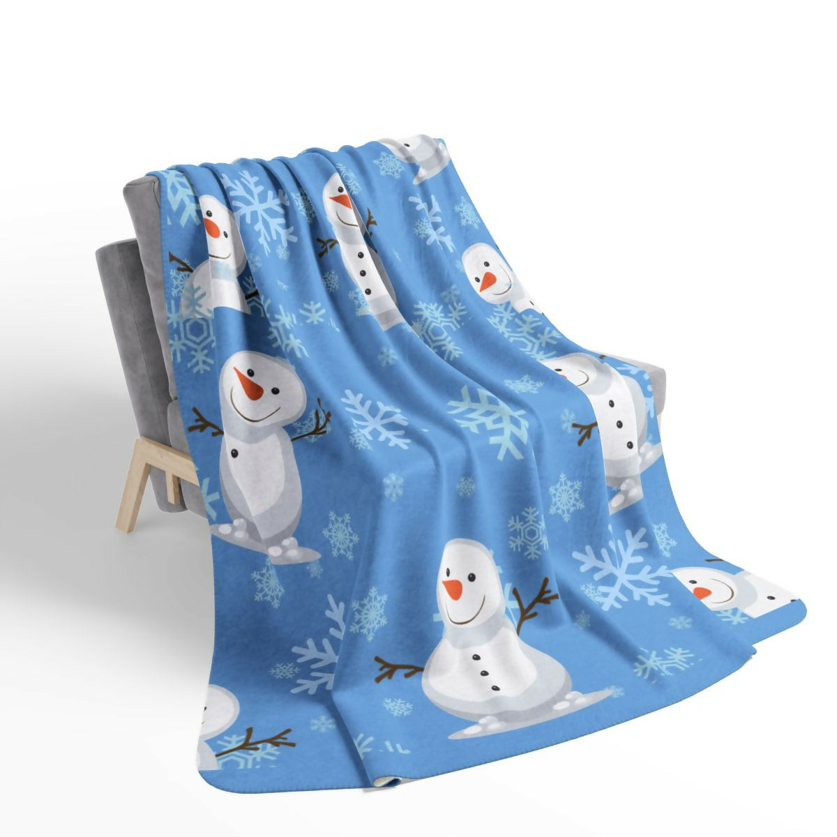 Snow Man Fleece Sherpa Blanket 1