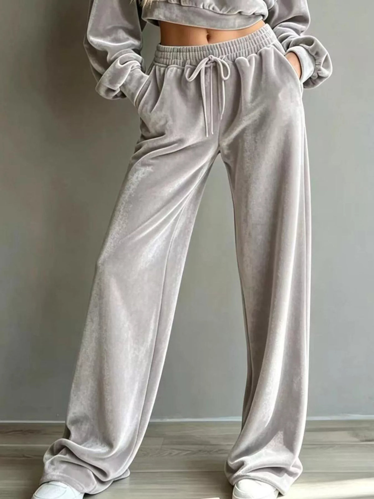 Plus size cropped sweatshirt set, view 6