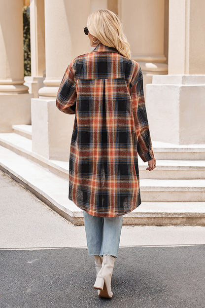 Plaid Long Sleeve Coat