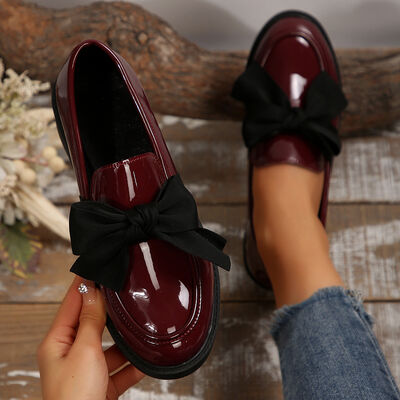 Bow Decor Slip On Loafers
