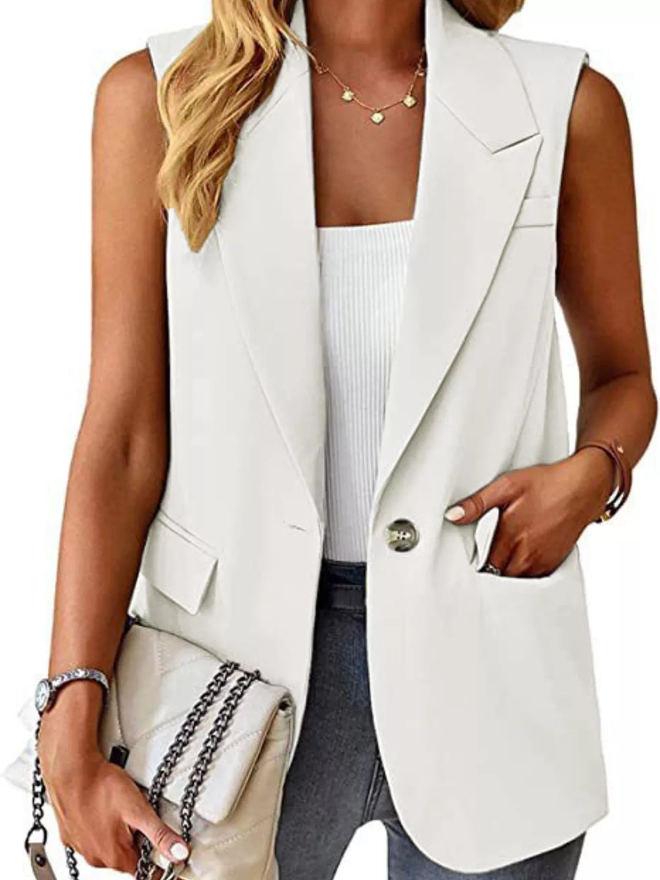 One Button Blazer Vest