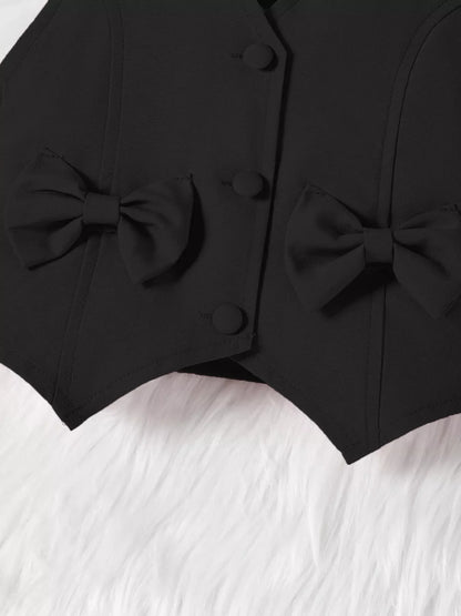 Children's Bowknot Vest & Pleated Skirt Set