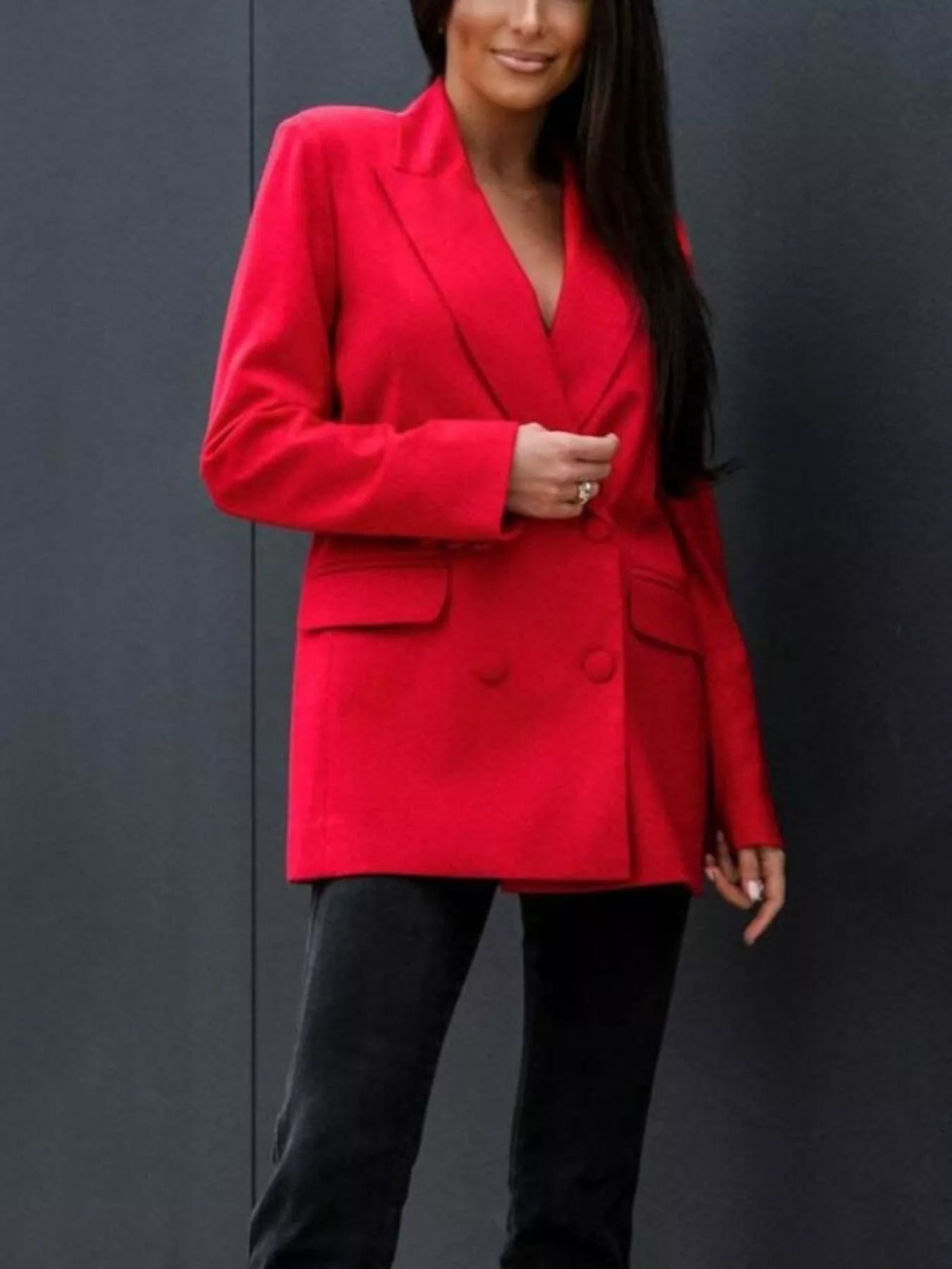 Lapel Collar Long Sleeve Blazer
