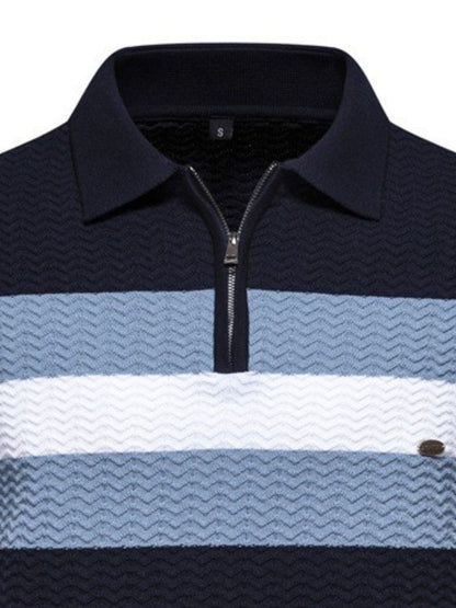Men's Striped Texture Knit Polo