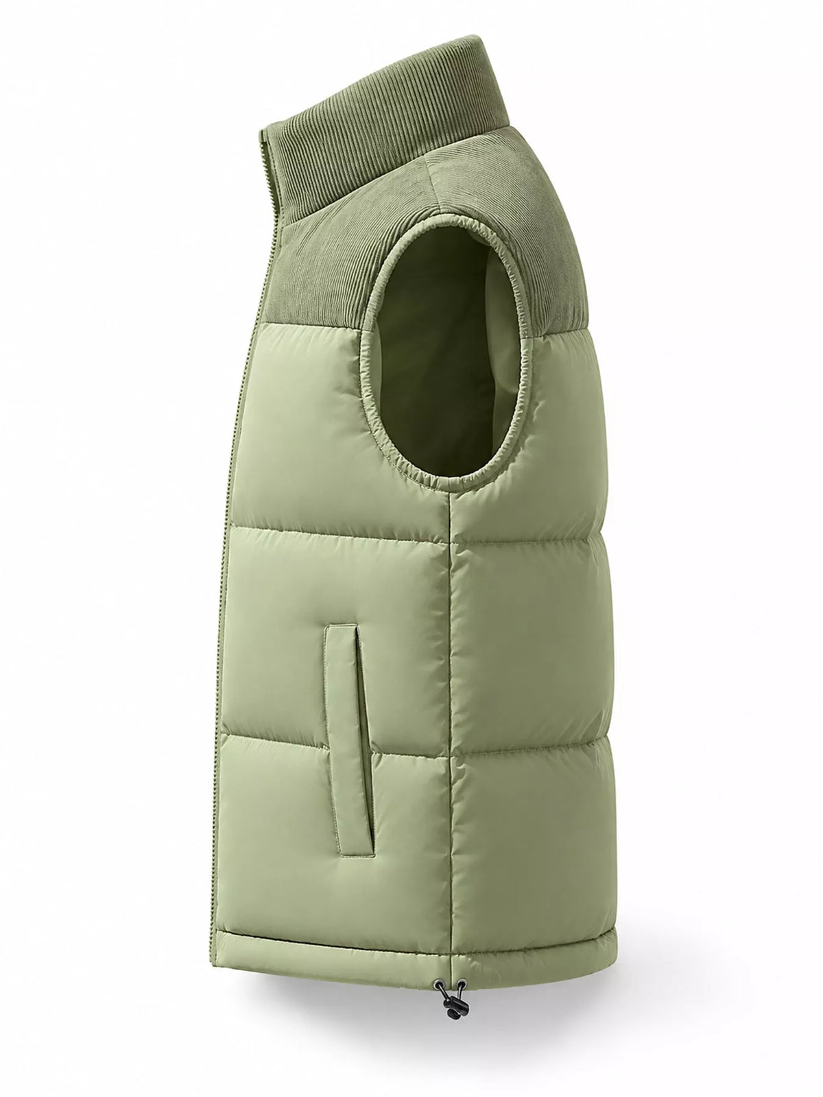 Men's corduroy patchwork puffer vest, view 17