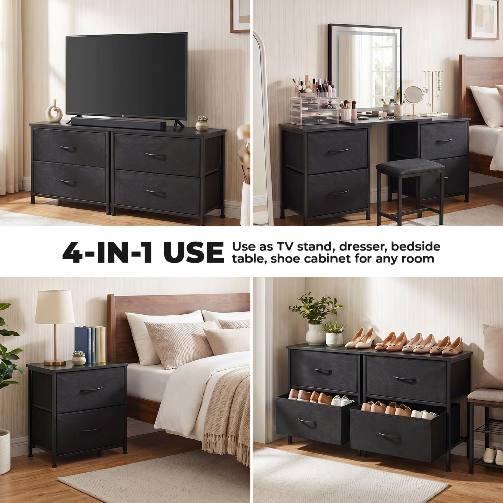 Drawer Dresser with Metal Frame & Wood Top