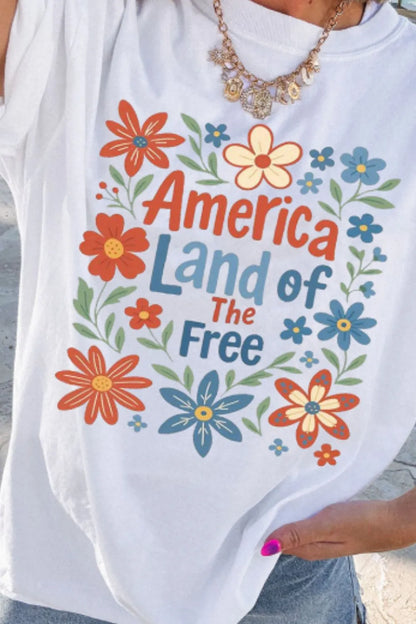 America Land of The Free Graphic T-Shirt