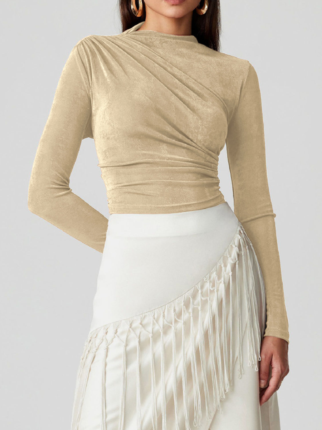 Mock Neck Long Sleeve T-Shirt