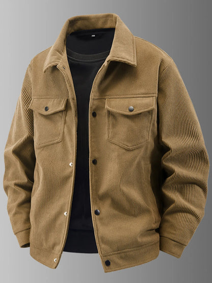 Men's Plus Size Corduroy Button-Up Jacket