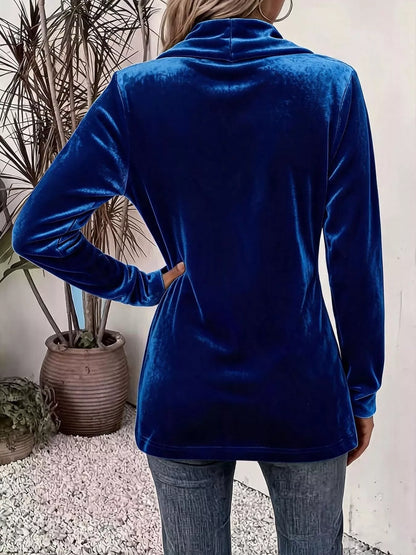 Full Size Velvet Open-Front Cardigan Plus Size