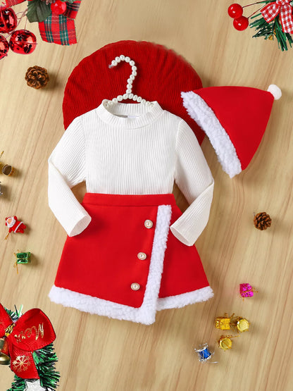 Children's Christmas Outfit Set with Santa Hat