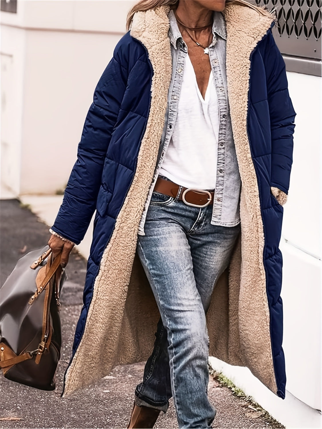 Plus Size Zip Up Hooded Coat
